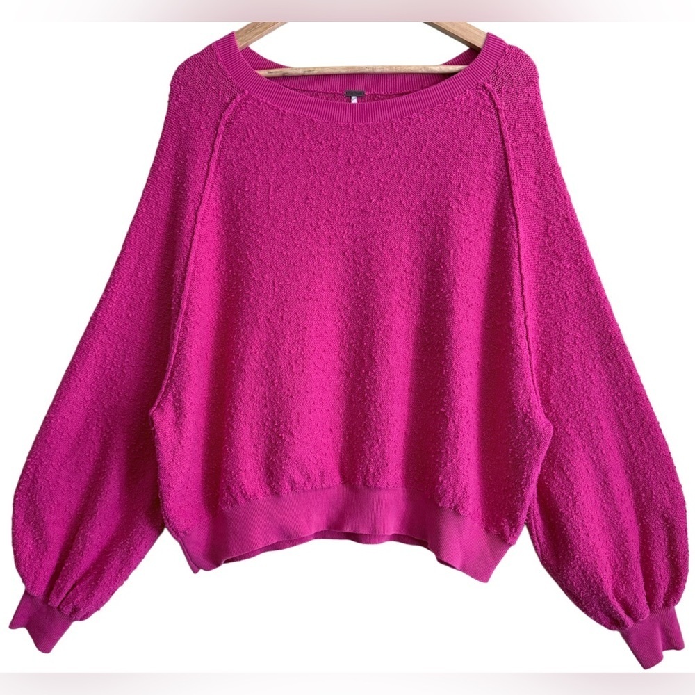 FREE PEOPLE Oversized Slouchy Boxy Baggy Textured Casual Pullover Sweater Sz S/P